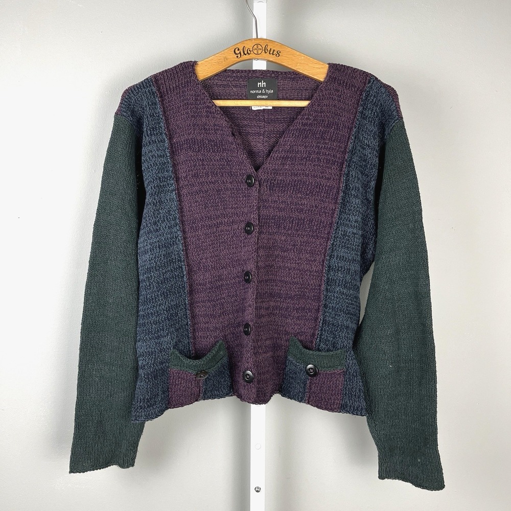NH Norma & Hyla Chicago Artsy Cardigan Sweater Womens Medium Hand Loomed